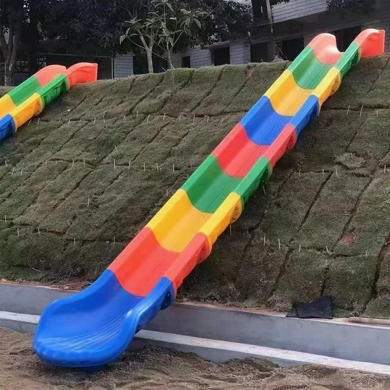 2026 High Quality Kids Colorful Straight Plastic Slide for Outdoor Parks