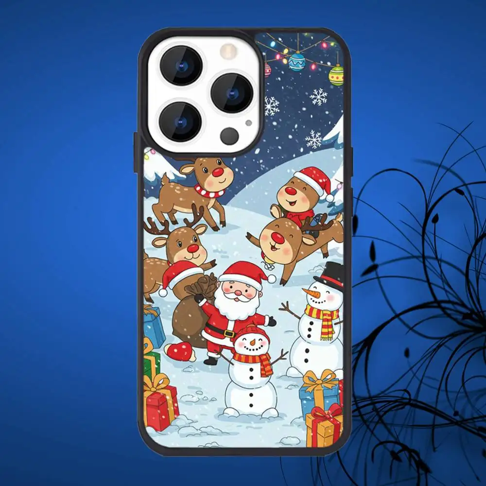 เคสโทรศัพท์ลายซานตาคลอสสำหรับคริสต์มาส สำหรับ iPhone 17,16,15,14,13,12,11,Plus,Pro,Max Mini รองรับการชาร์จไร้สายแบบแม่เหล็ก Magsafe