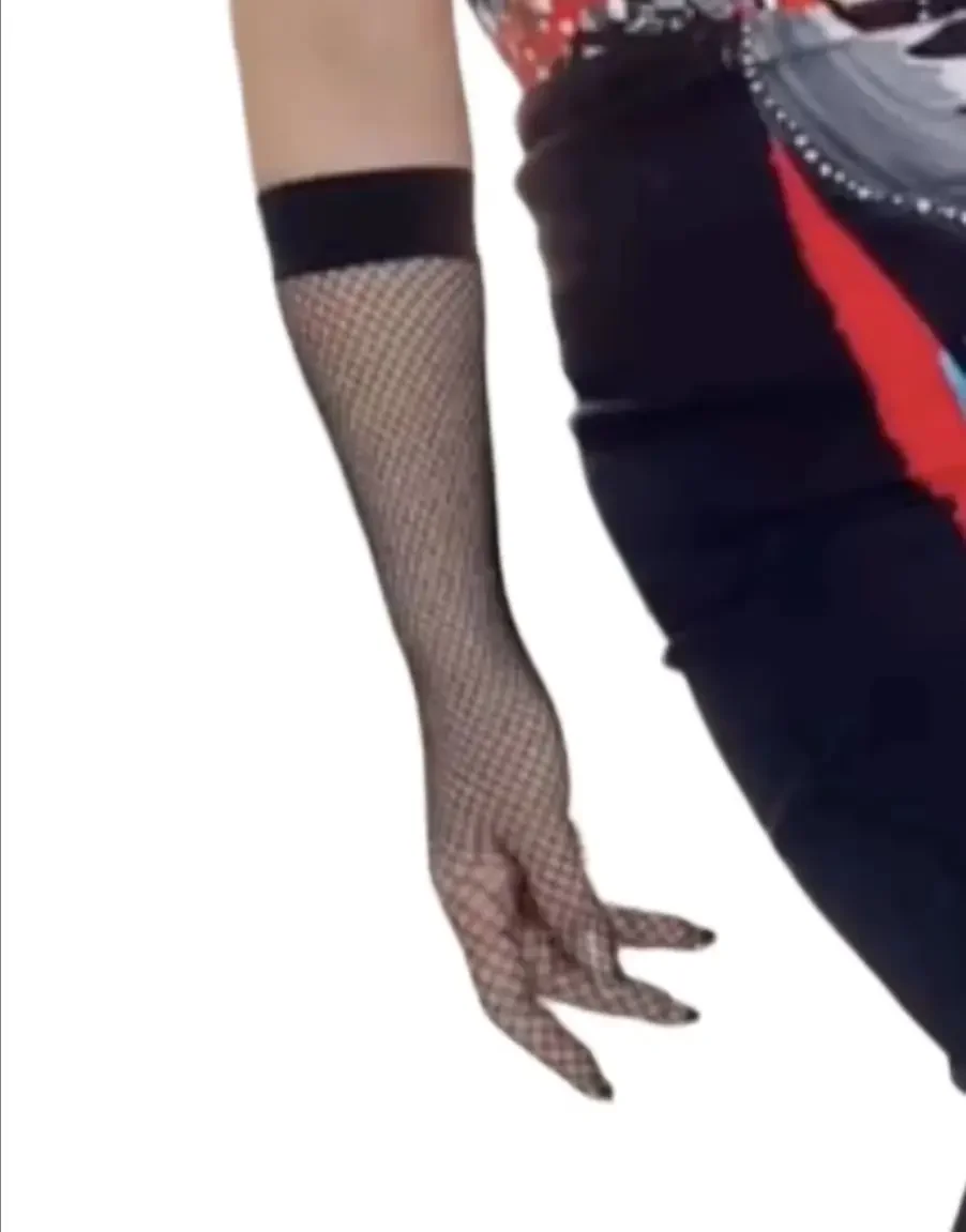 

DooWay Women's FISHNET GLOVES Elbow Long Sexy Black Stretch Lace Mesh Hallow Touchscreen TECH Evening Nightclub Cosplay Glove