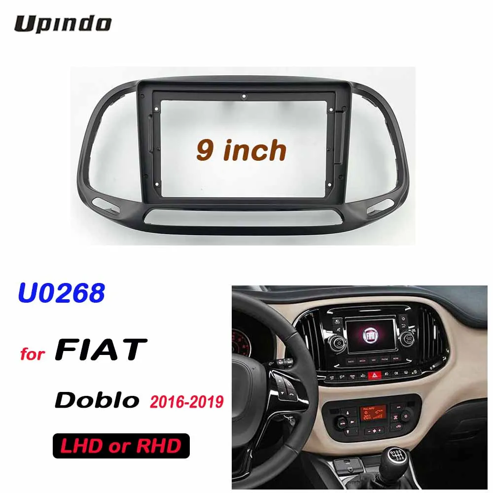 

For FIAT Doblo 2016+ 2 Din 9 Inch Android Car Stereo Fascia Panel Frame with GPS DVD MP5 Multimedia Player ABS PC Install Kit