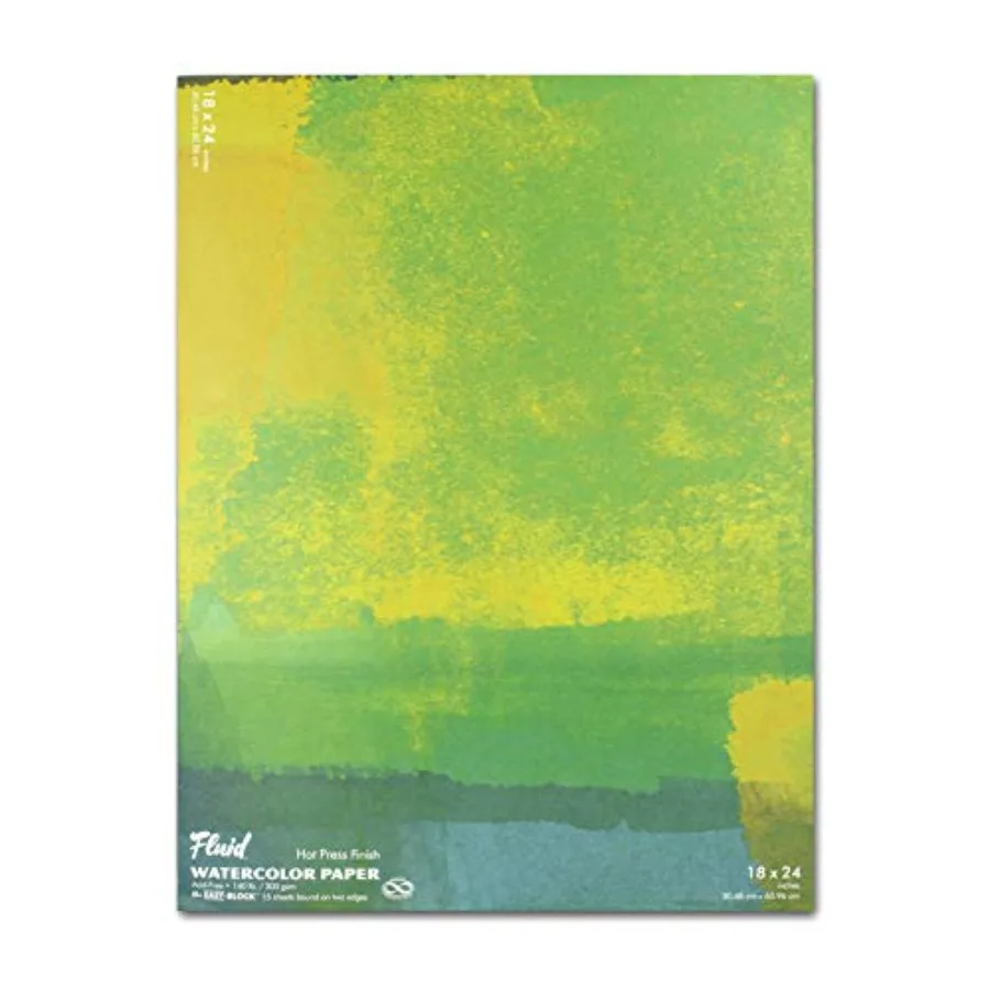 

Fluid Watercolor Paper Block 1 2 Inch 15 Sheets 140 lb 300 GSM Hot Press Pad for Artist Painting and Wet Media