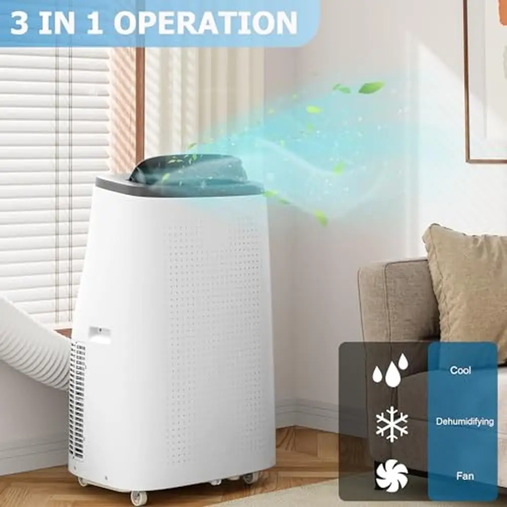 Portable Air Conditioner 14000 BTU AC Unit Remote Control Dehumidifier 600 sq.ft Room Cooling 3-in-1 Operation LCD Display Easy