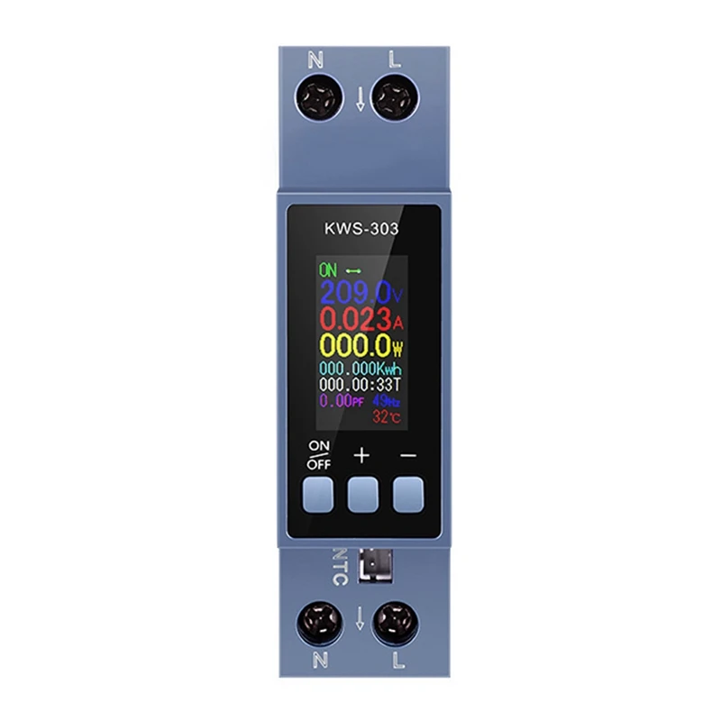 AC Voltmeter Ammeter Wattmeter Din Rail Mount Energy Meter AC 80-290V Kwh Power Meter LED Digital Display Detector