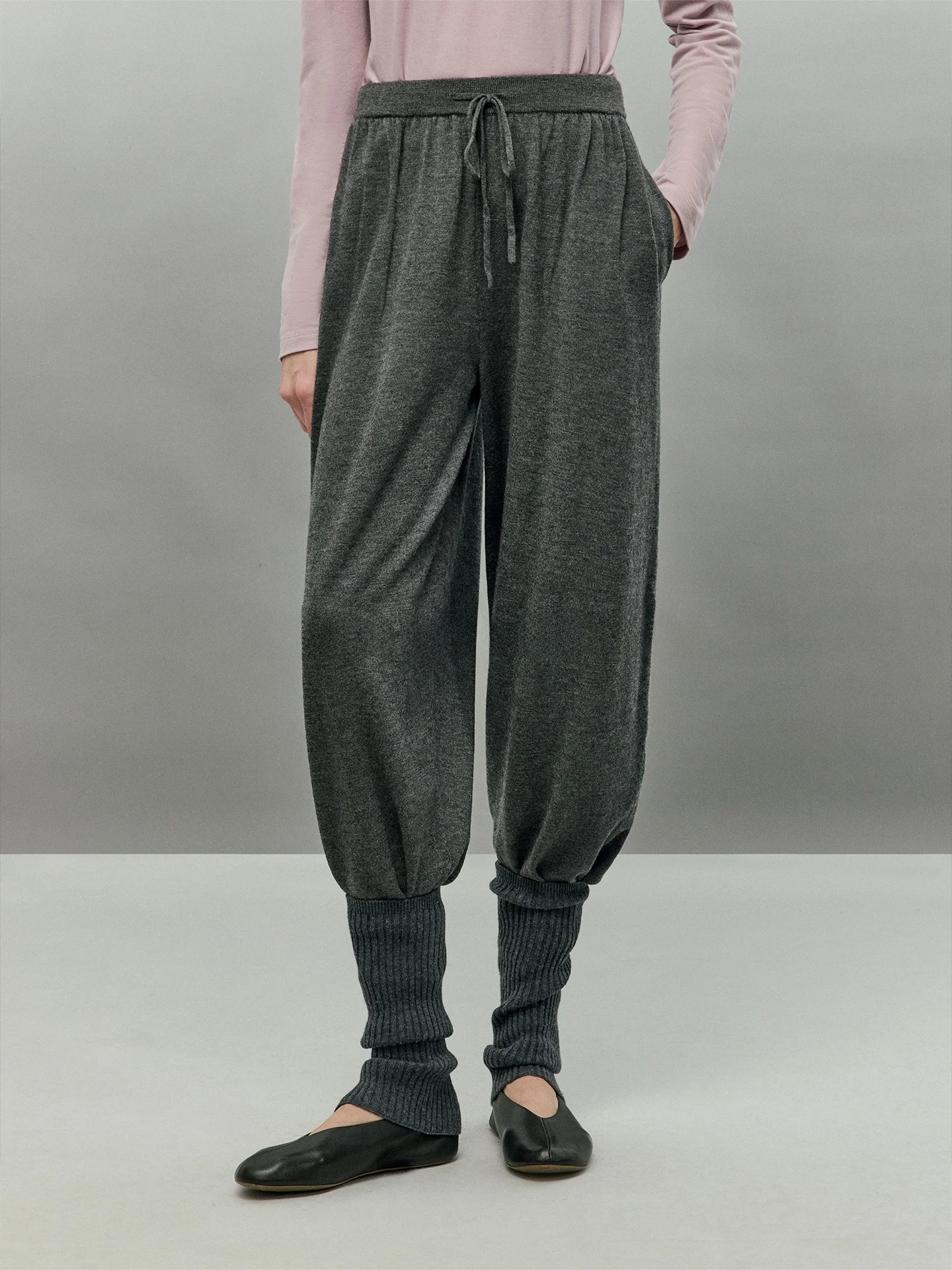 

CHANDOOIVY Australian Ultra-Fine Wool Dstring Waist Elastic Knitted Casual Pants Versatile Comfortable Soft Sle Commute