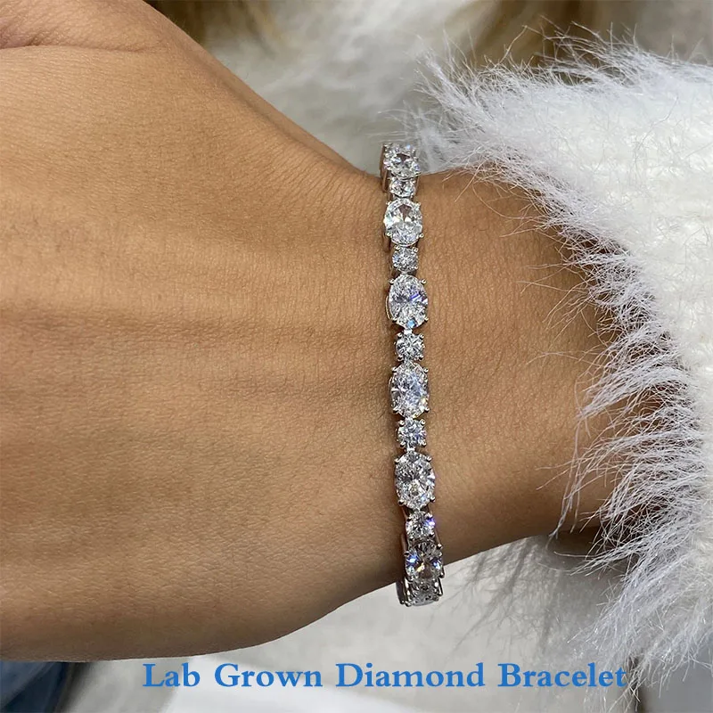 

Platinum 950 11.5ctw DEF VS-VVS Oval cut & Round cut Tennis Bracelet HPHT Lab Grown Diamond Tennis Bracelet Give Gift For Her