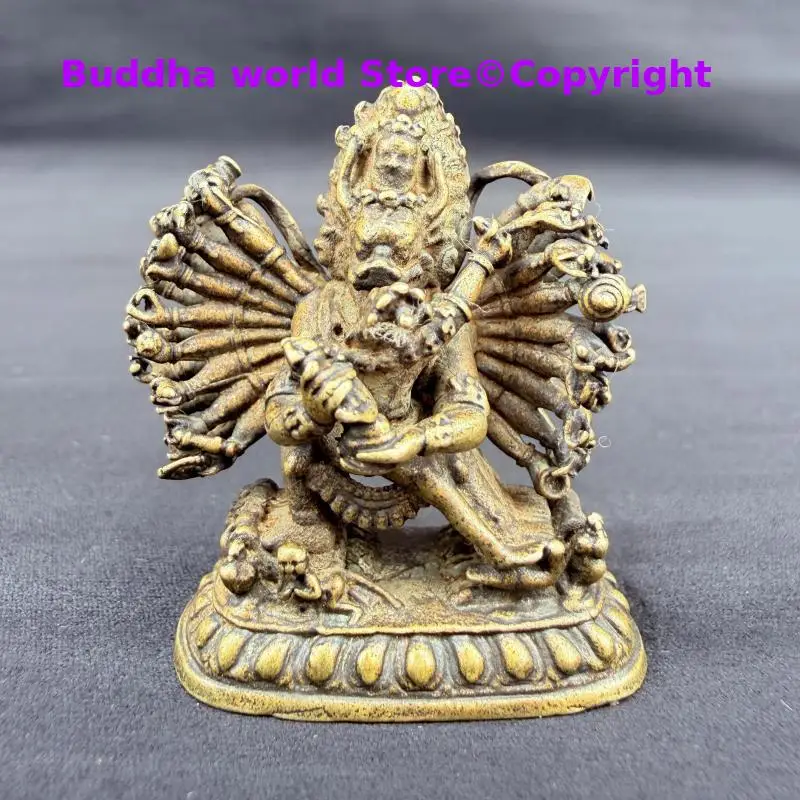 Special Offer copper carving ancient small buddha statue pocket Yamantaka buddha buddhist family lama monk worship