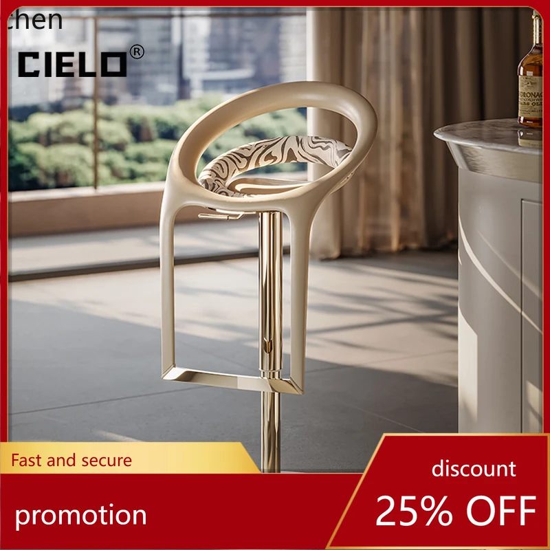 

ZML bar chair household high-end villa stool stainless steel light luxury leather high chair