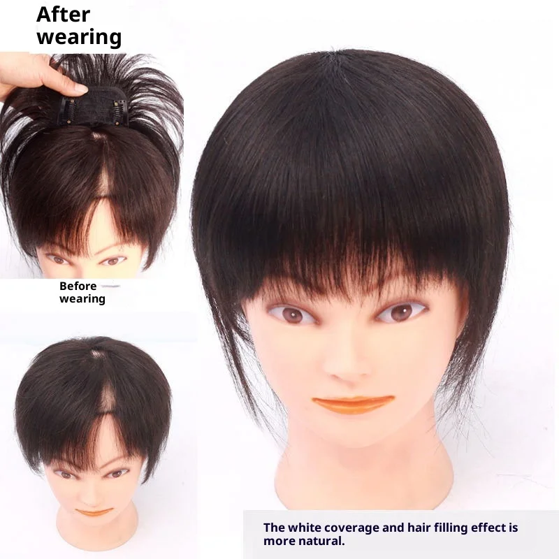 7x10 سنتيمتر 8x12 سنتيمتر شعر طبيعي مفرود النساء قطعة شعر للنساء زيادة حجم الشعر غطاء الشعر الرمادي بني داكن/اللون الطبيعي