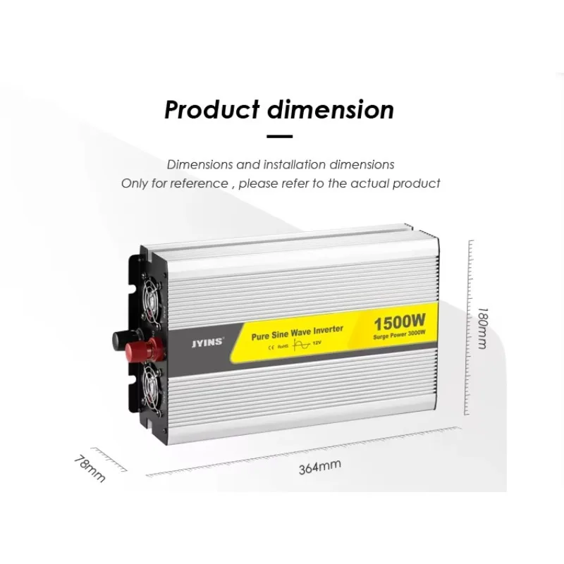 Inversor automotriz pura del inversor 1.5kva de la onda sinusoidal 12v del poder 1500W