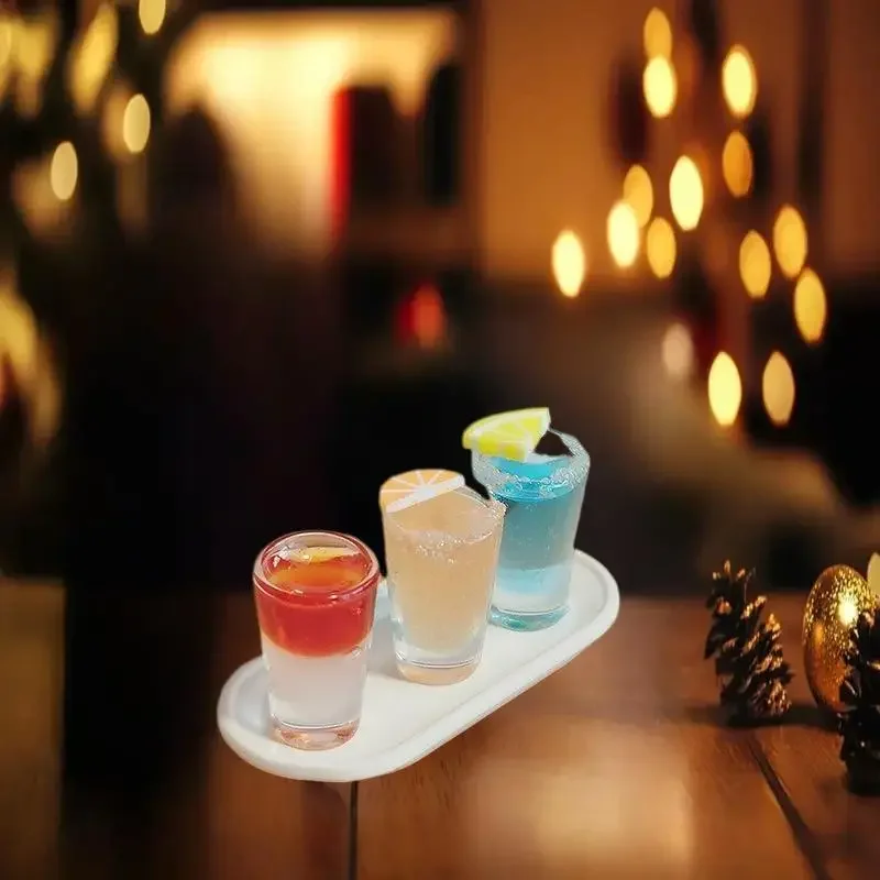 4PCS 1:12 Dollhouse Miniature Cocktail Tray Model Beverage Toys DIY Accessories Micro Scene Decoration