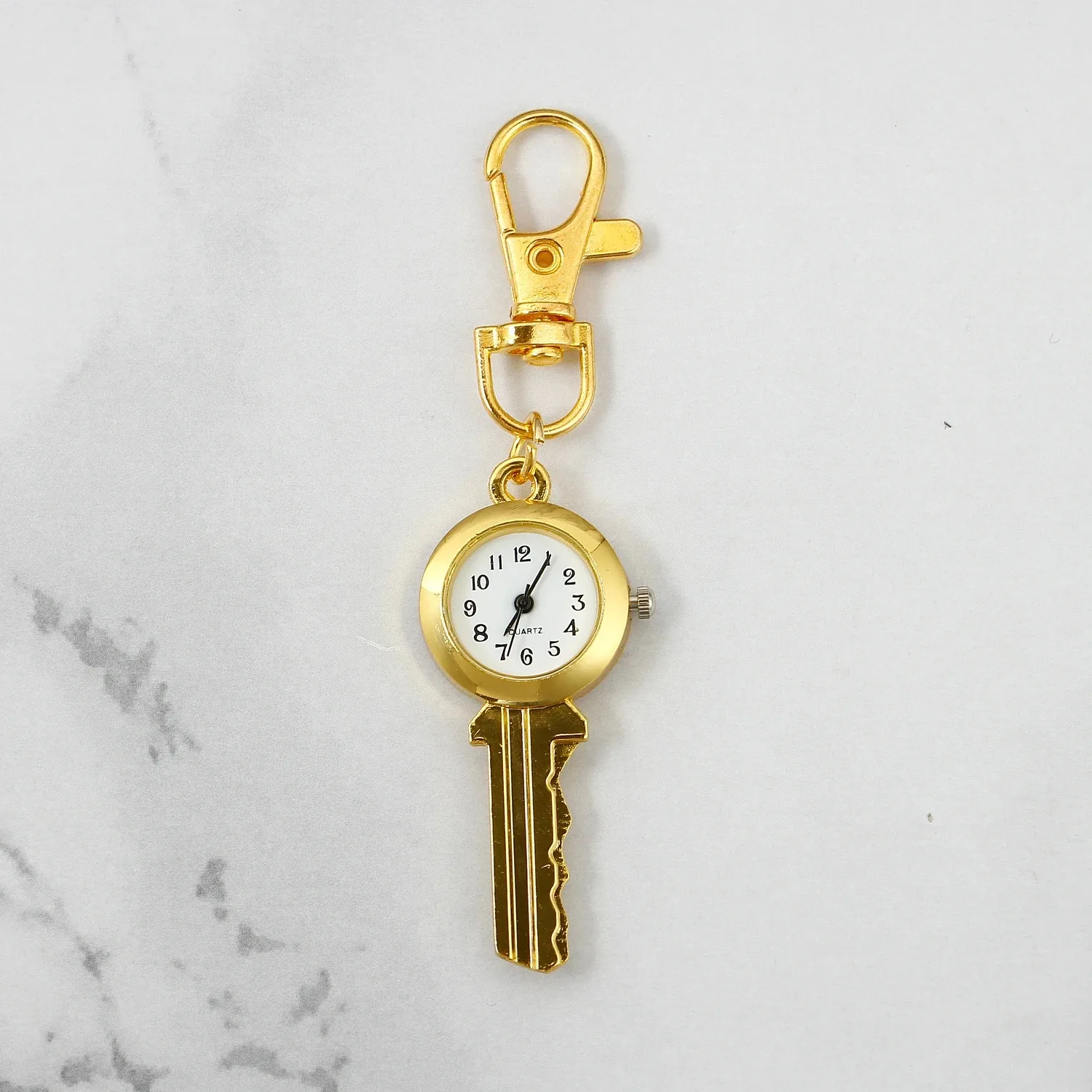 Luxury Gold Keychain Creative Quartz Watch for Men Kids Accessory Chain Clock Practical Exquisite Gift for Women Men Children