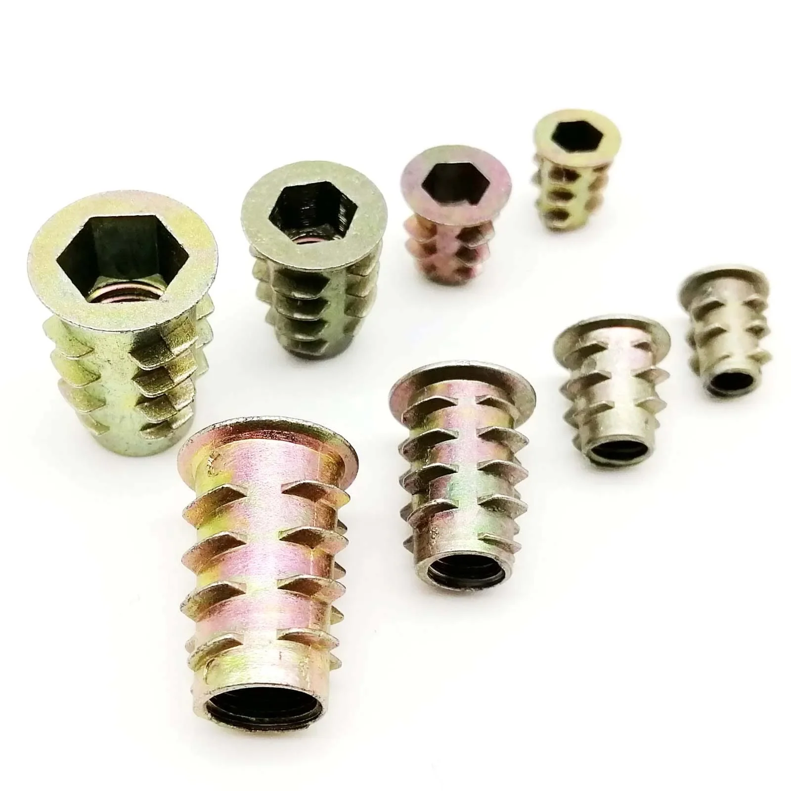 Wood Furniture Cabinet Bed Embedded Insert Nut E-Nut Thread Allen Hexagon Hex Socket Head M4 M5 M6 M8 M10 Length=8-25mm