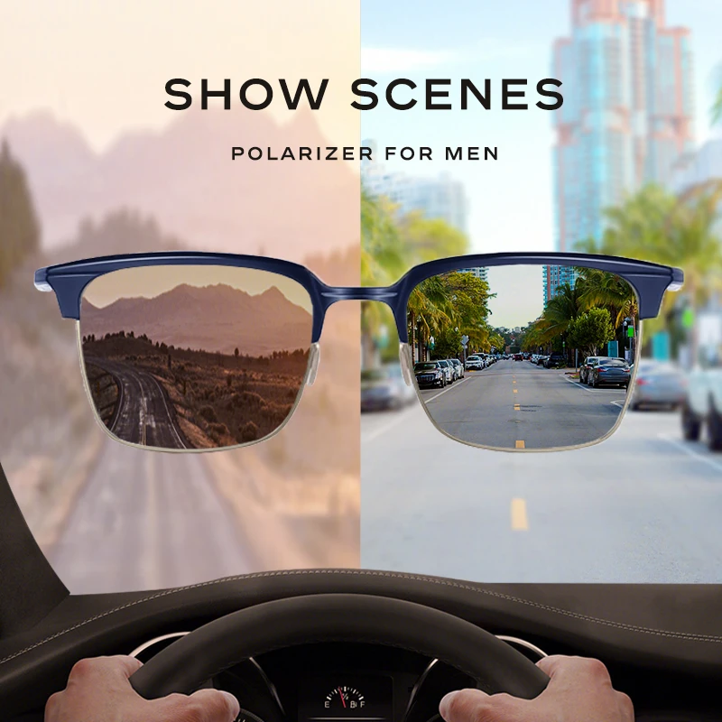 CAPONI Photochromic Men Sunglasses No Polarized Outdoor Driver High Quality Pure Titanium SunGlasses UV400 Protect Shades BS1905