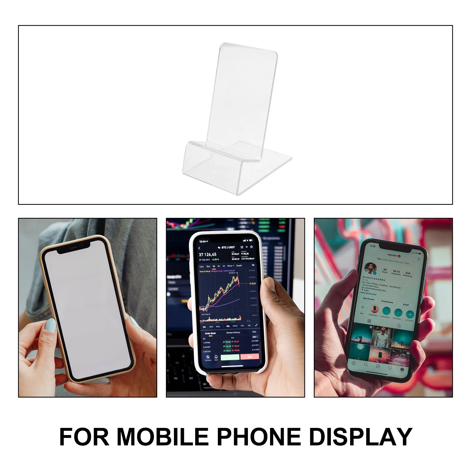 4 Pcs Display Shelves Mobile Phone Holder Retail Show Rack Desktop Stand Acrylic Transparent Displaying