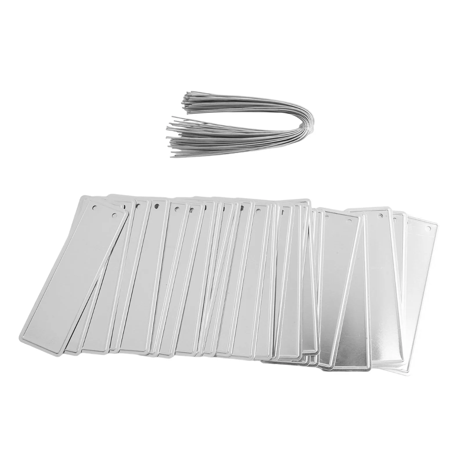 50pcs Aluminum Plant Labels Double Sided Waterproof Metal Tags for Garden Trees with Iron Wire for Simple Attachment