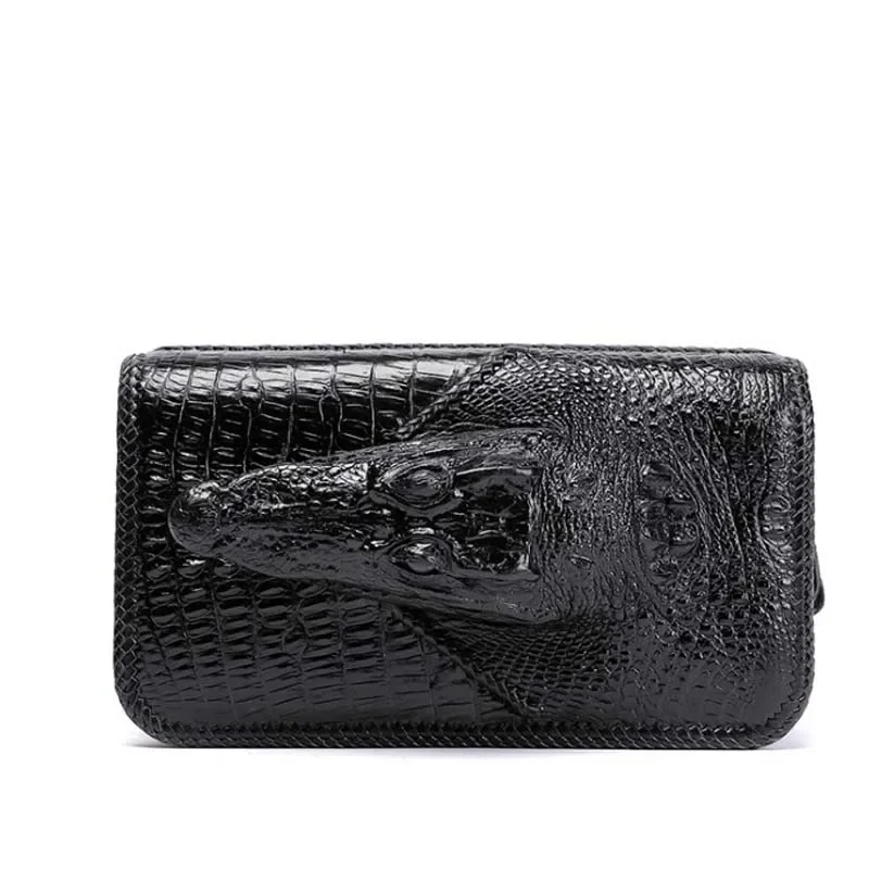 ourui crocodile men bag large capacity  new  Double zipper  men wallet  Men clutch wallet crocodile