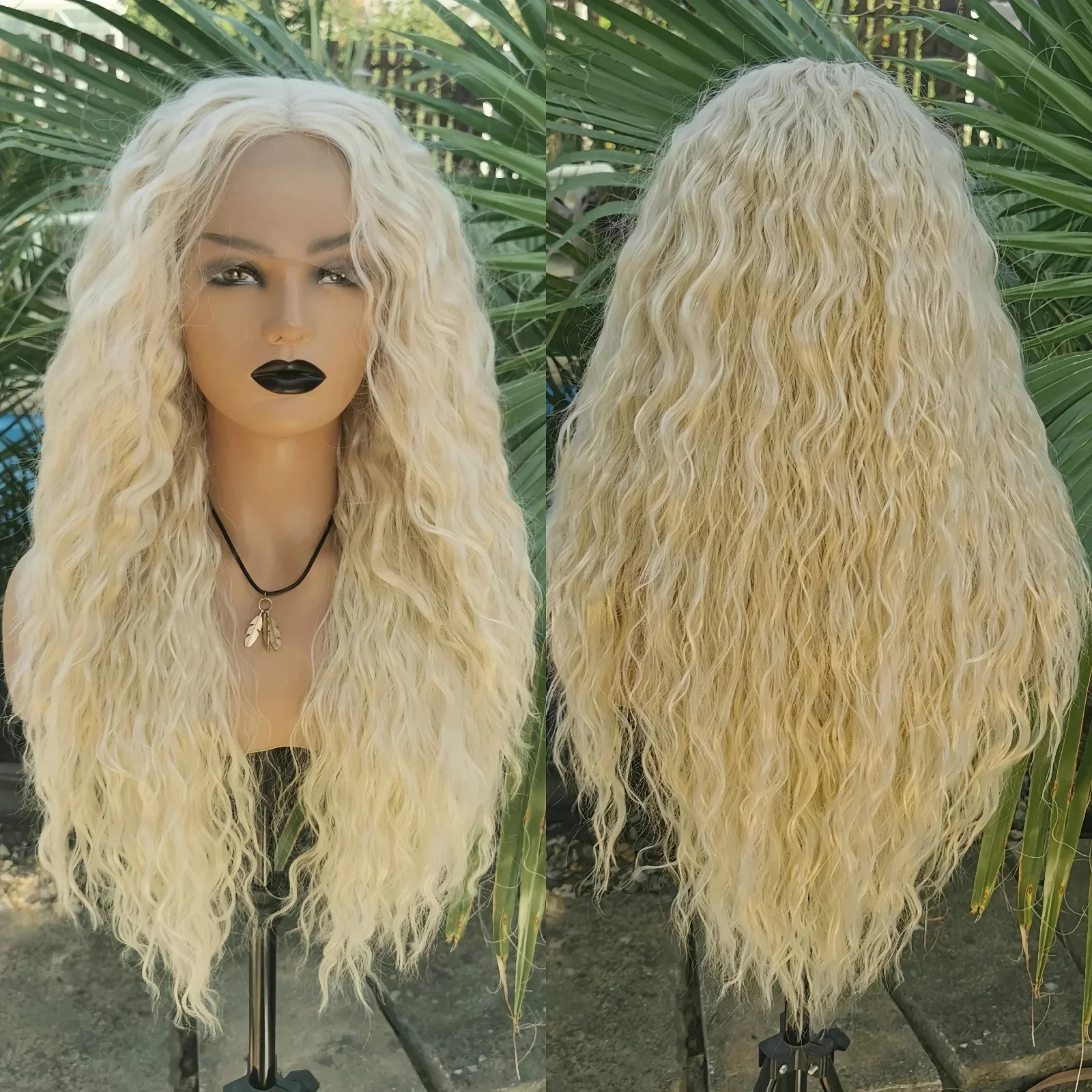 

Кудрявый светло-русый синтетический парик, длинные кукурузные вьющиеся парики для женщин, натуральные корни, косплей, вечерние волосы, термостойкое волокно