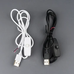 New 5V Switch Power Supply Wire 1.5M USB Male To 2 Core Connection Cable 501 Button ON OFF 2A For LED Strip Lamp Bulb Light DIY