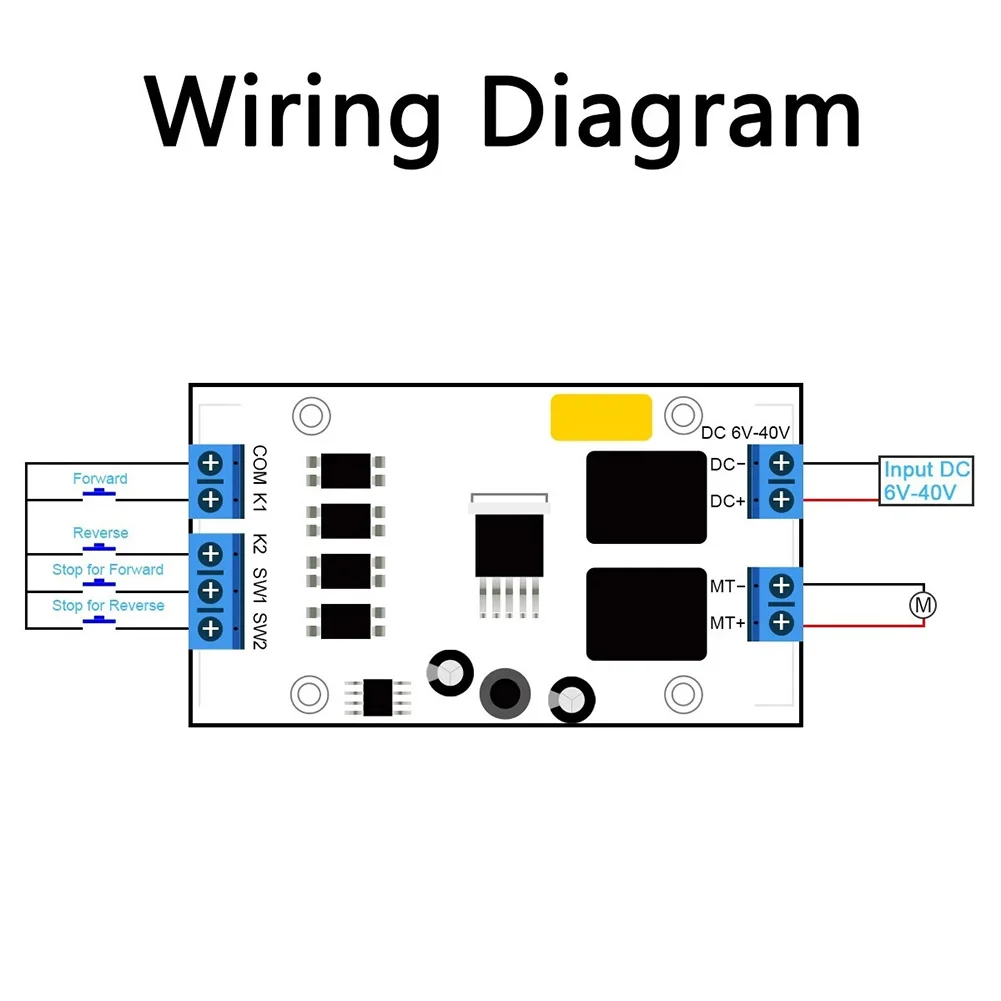 Motor Direction Controller for DC Motors Supporting 6V to 24V Input Voltage and Self Locking Jog Mode Operation