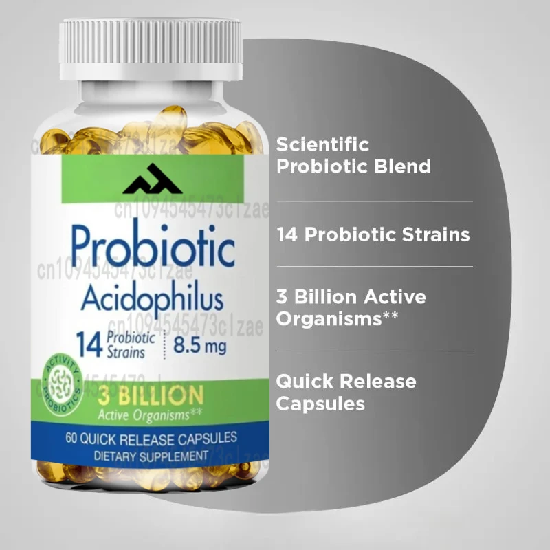 

Probiotic Lactobacillus Acidophilus Capsules -3 Billion CFU of 14 Strains | Male and Female Supplements Non GMO, Gluten Free