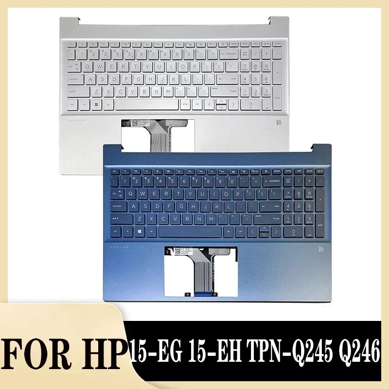 

New Original US Backlight Keyboard New for Pavilion 15-EH 15-EG TPN-Q245 Q246 2021 Version Palmrest Silve and Bule M08920-001