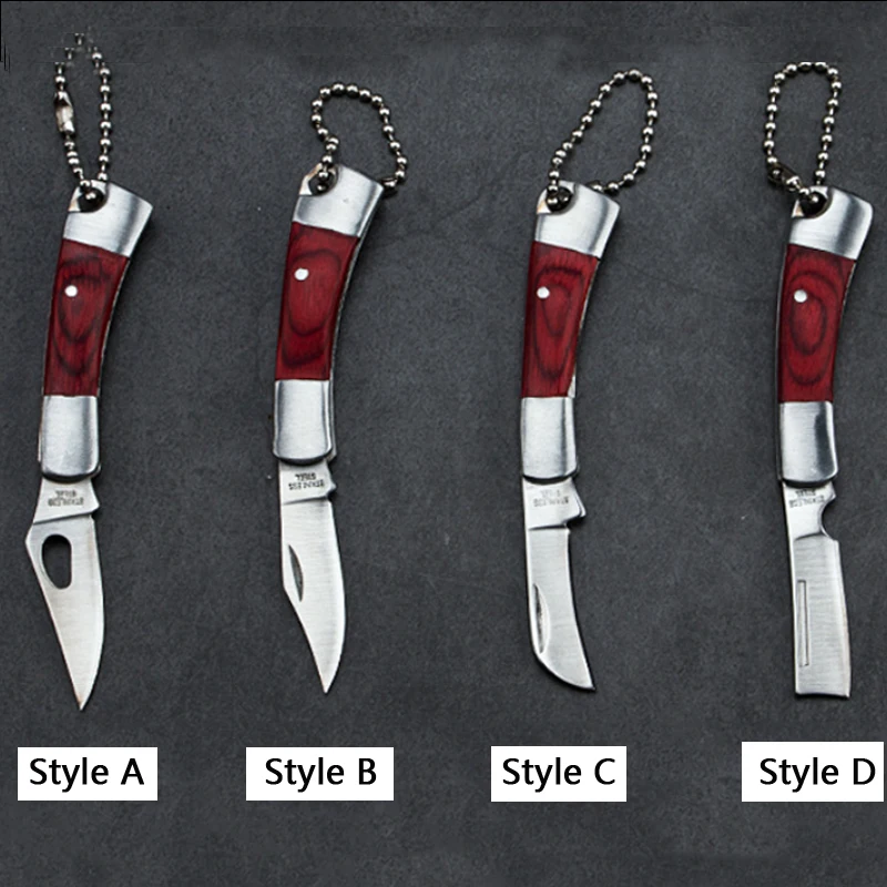 Mini EDC Knife Outdoor Barbecue Small Straight Knife Fruit Knife Portable Wooden Handle Pocket Knife Collection Knife Camping