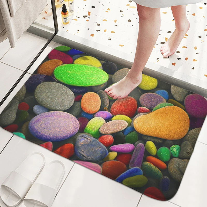 

Pebble Stone Bathroom Foot Mat Slip-resistant Entrance Door Doormat Living Room Floor Carpet Kitchen Balcony Hallway Rug Home