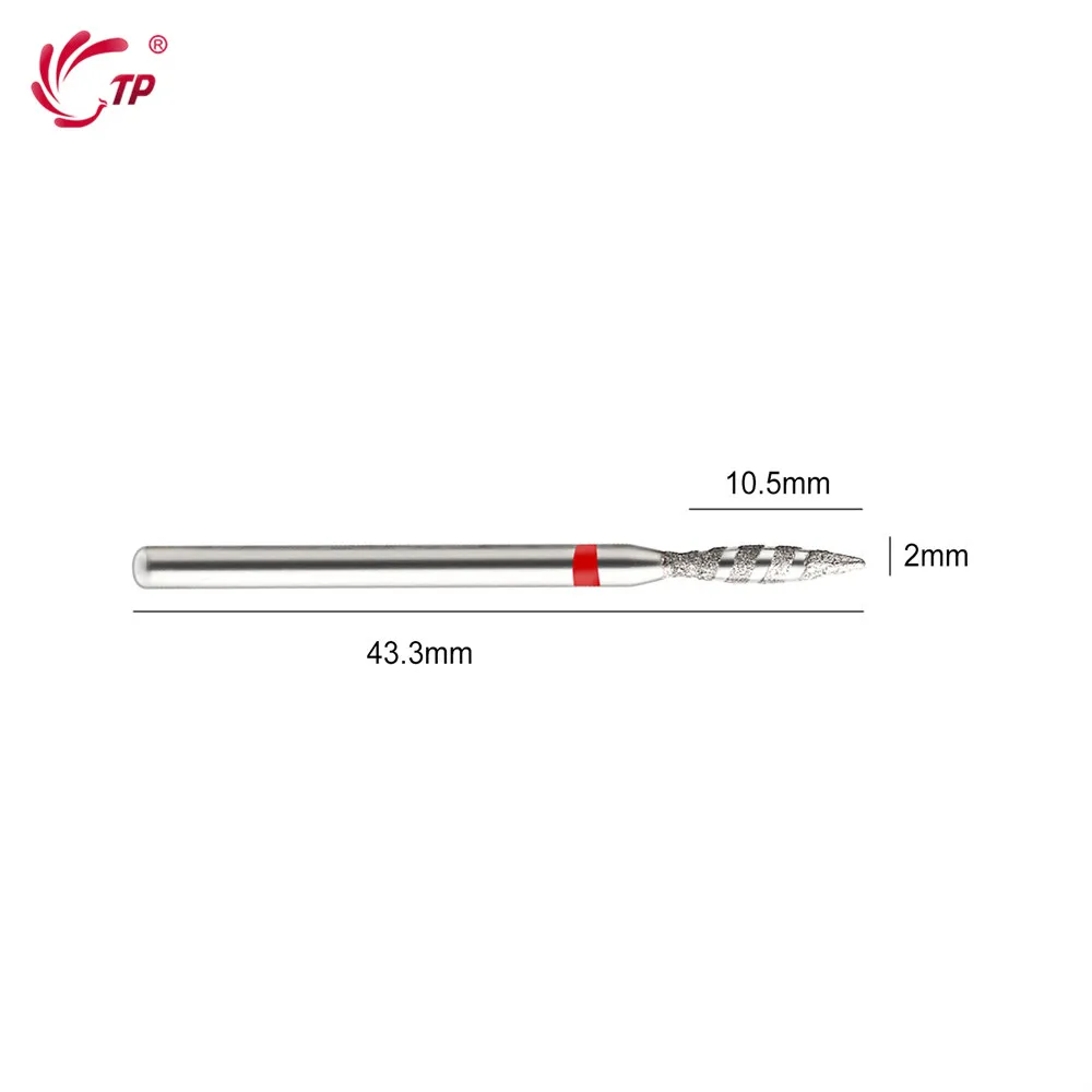 TP 1/2 個トルネード炎ダイヤモンドネイルドリルビットフライスカッターペディキュアダイヤモンドバリ電動ポリッシャーアクセサリーツール