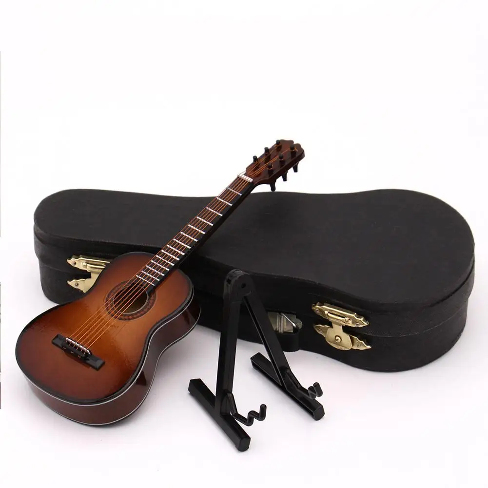 Mini Guitar Miniature Model 10/16/20/25CM Wooden Mini Guitar Model Table Decoration Ornament Musical Instrument Models