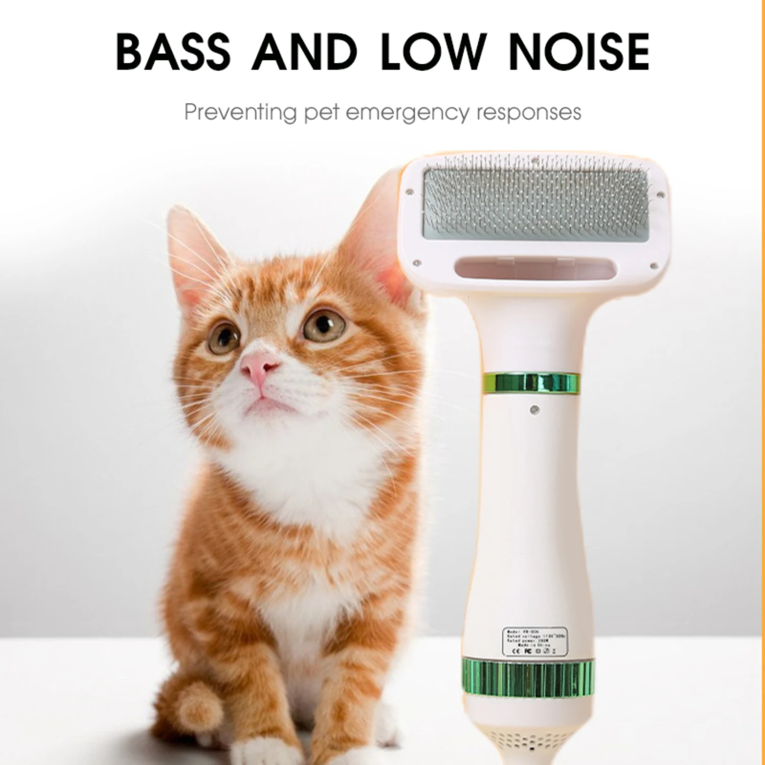 Efficient Lightweight Portable Pet Hair Dryer with Powerful Professional Slicker Brush - Convenient 2-in-1 Grooming Tool for Cat