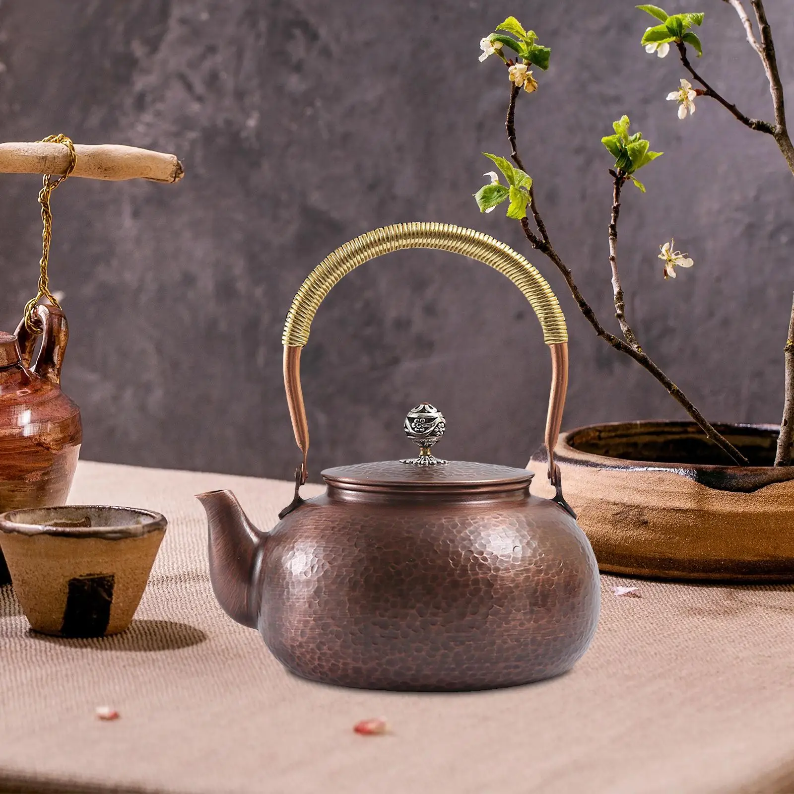 

Copper Teapot Whistling Kettle 1.2L Tea Kettle Teawear for Restaurant Kitchen Hiking