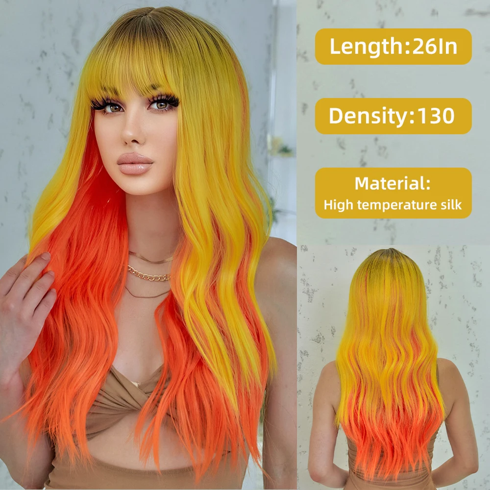 

Anime Cosplay Wig Europe And The United States Ladies Wig Set Natural Gradient Orange Yellow Wig Sets Halloween Cos Wig Set