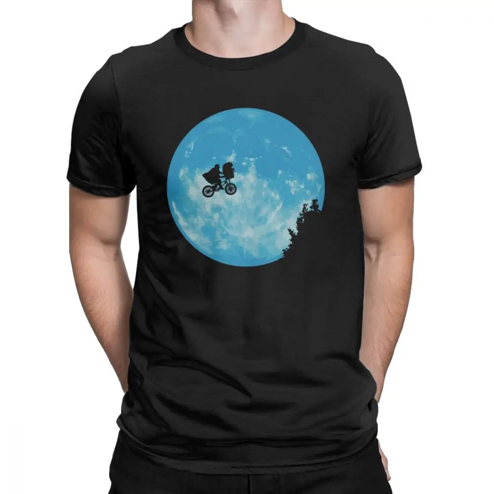 Novelty ET The Extra Terrestrial E.T. T-Shirts for Men Crewneck Cotton T Shirt Short Sleeve Tee Unique Clothes for Male