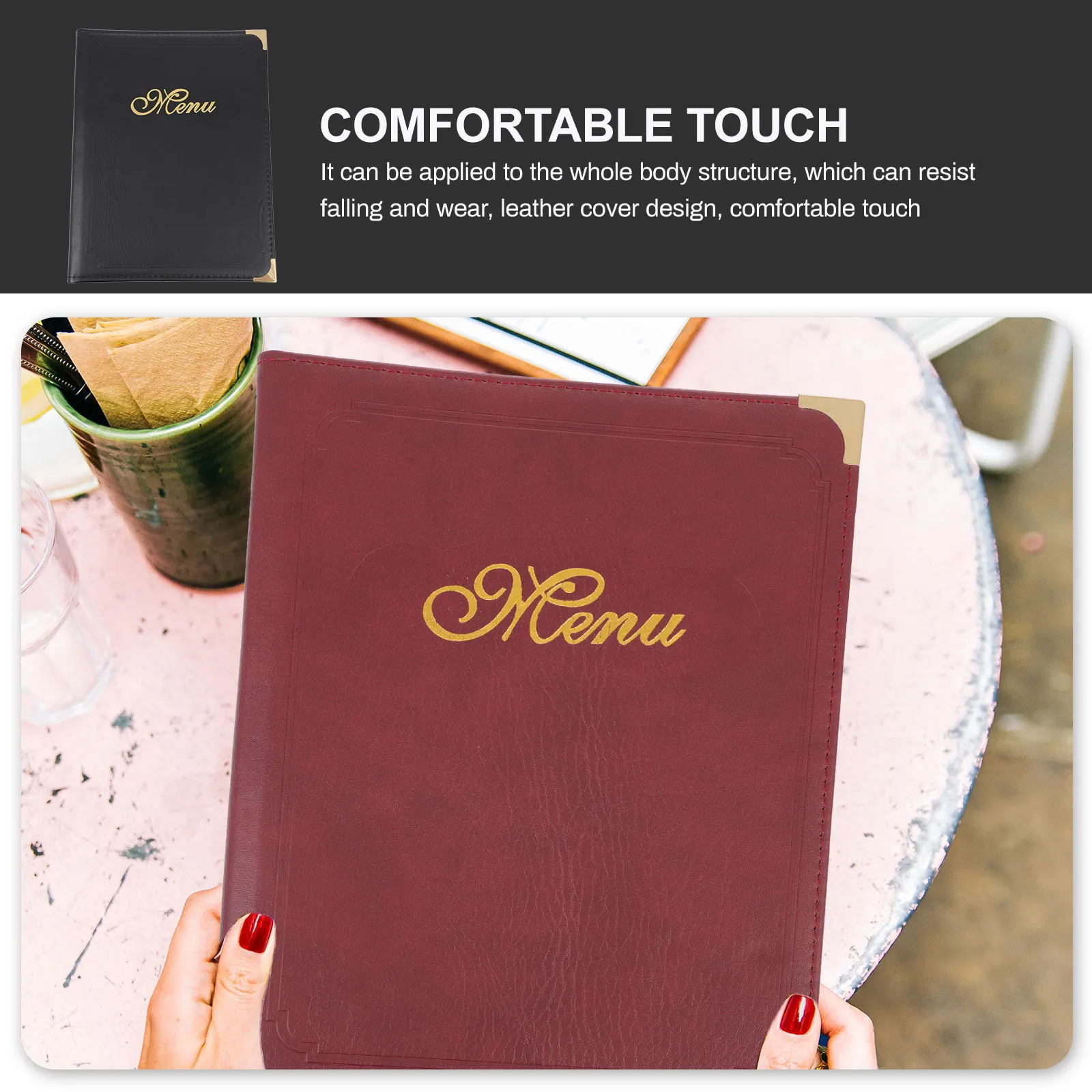 

1pc Cover Menu Folder Restaurant Use Slide-In Inner Page Rounded Corner Durable Menu Book Holder For Bar Shopping Mall