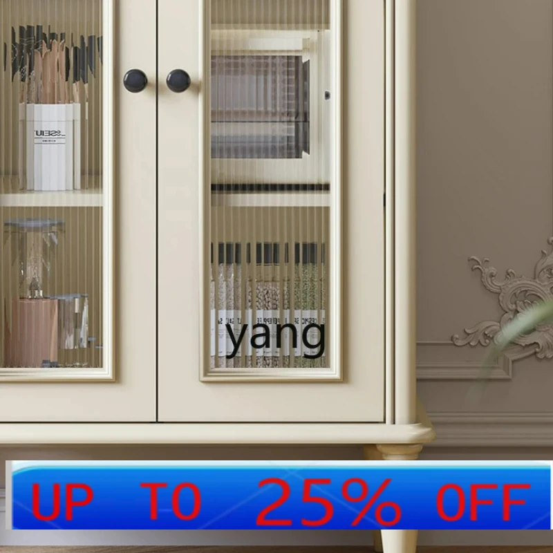 

LH White Dining Side Changhong Glass Tea Cabinet Living Room Storage Solid Wood Storage Cabinet