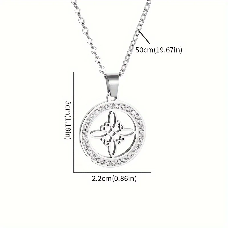 Women's Witch Knot Round Pendant Personality Charm Trendy All-Match Stainless Steel Necklace