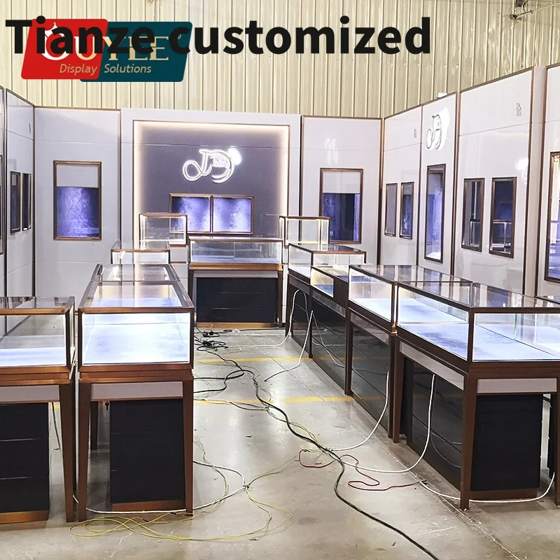 Customized-Ouyee Custom Shop Interior Design Jewellery Counter Display Showcase Jewellery Showroom Designs