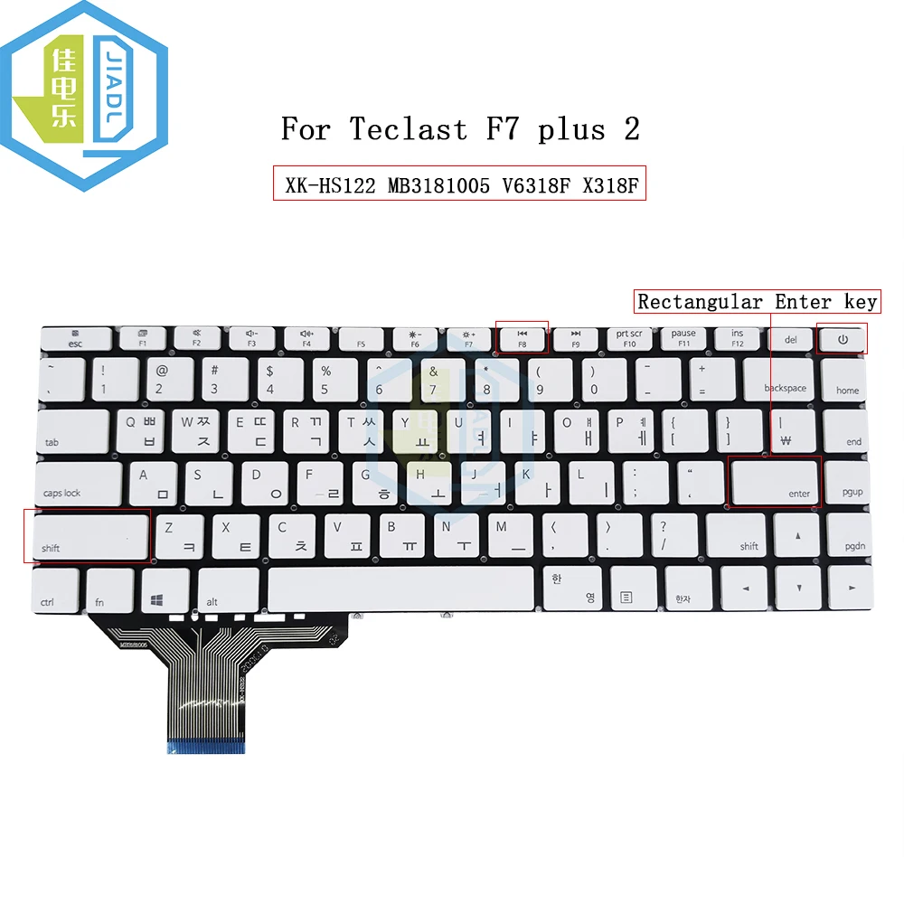 

Notebook PC KR Korean Keyboards For Teclast F7 Plus 2 Laptop Keyboards White Keycaps Teclado New XK-HS122 MB3181005 V6318F X318F