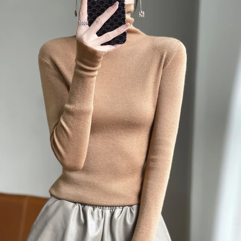 2023 New Cashmere Sweater Women turtleneck  Pullover Long Sleeve Winter Knitted Sweater Warm High Quality Jumper