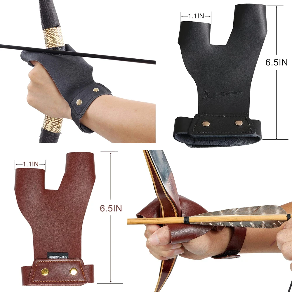 Huntingdoor Archery Hand Guard Shooting Glove Hand Protective Gear Cow Leather Finger Tab Cowhide For R Hand or L Traditional