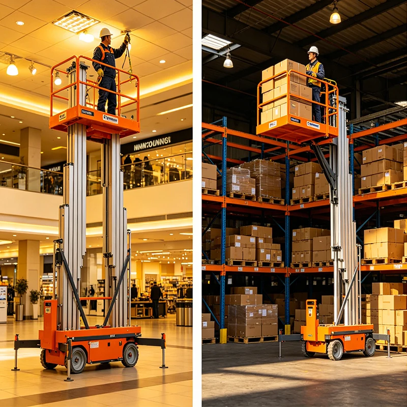 Double Column Aluminum Lift 300kg 10m 12m High-Altitude Maintenance Platform With CE