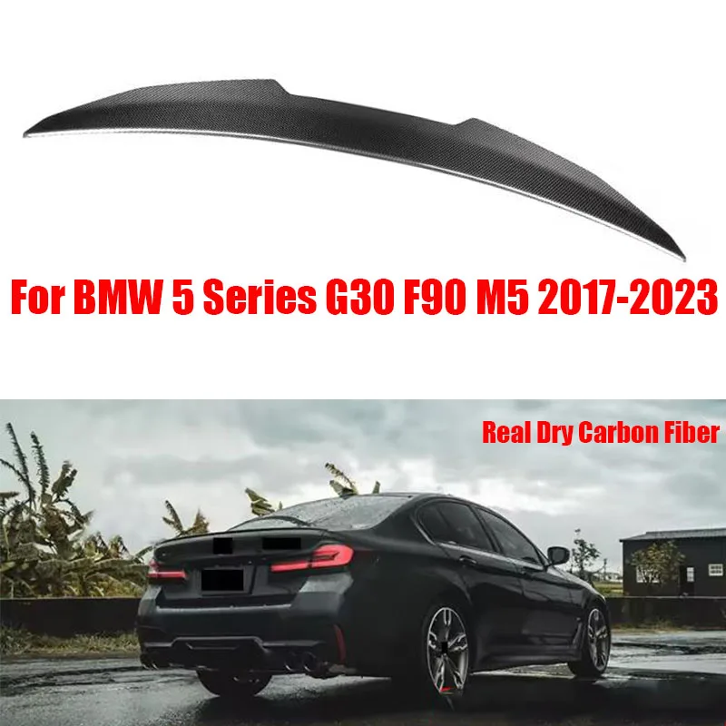 

For BMW 5 Series G30 F90 M5 2017-2023 Real Dry Carbon Fiber Rear Trunk Spoilers Wing Car Styling Boot Lid Lip Tails Accessories