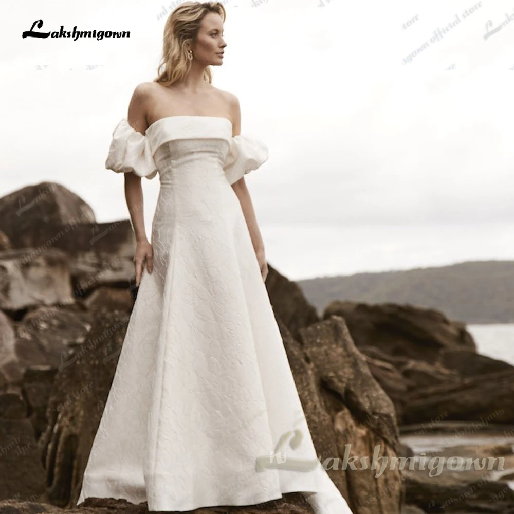 

Lakshmigown Strapless Wedding Dress 2025 Dectachable Sleeve A-Line Button Court Train Customized vestidos de novia boda