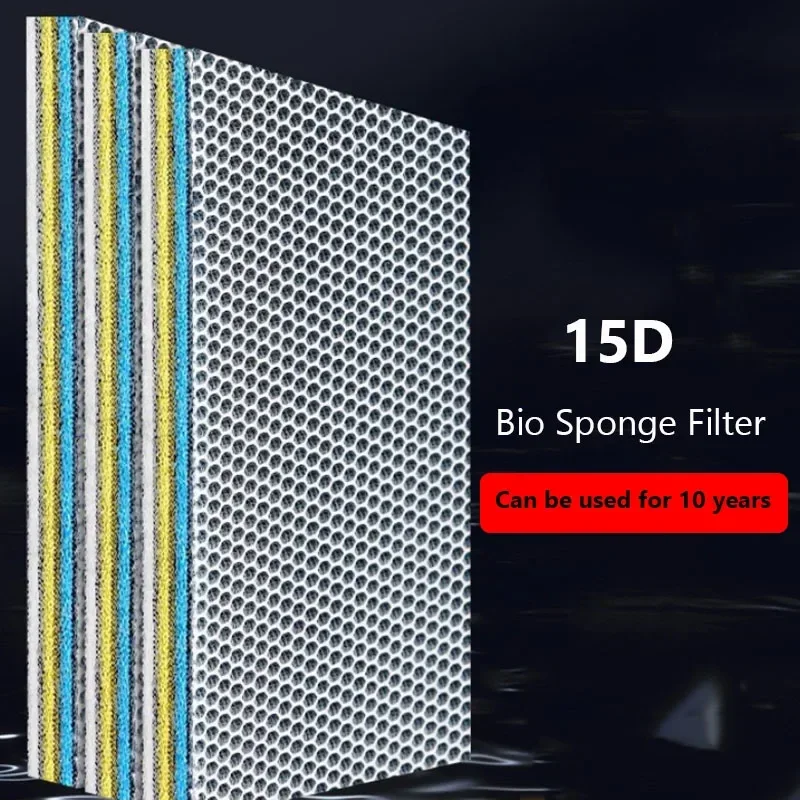 

15D Aquarium Fish Tank Filter Bio Sponge No Glue Foam Biochemical Cotton Aquarium Filtration Accessories 15 Layers Limpa aquario