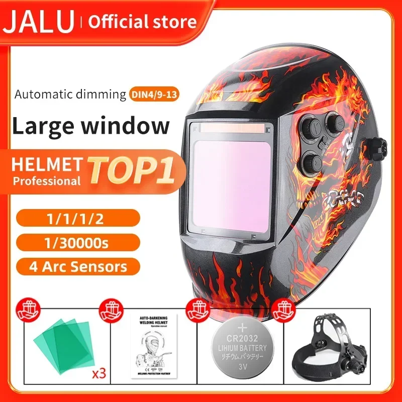 100*97mm Welder Mask Large View Auto Darkening Welding Helmet True Color DIN4/5-9/9-13 1/1/1/2 Upgrade Helms for Grinder Cutting