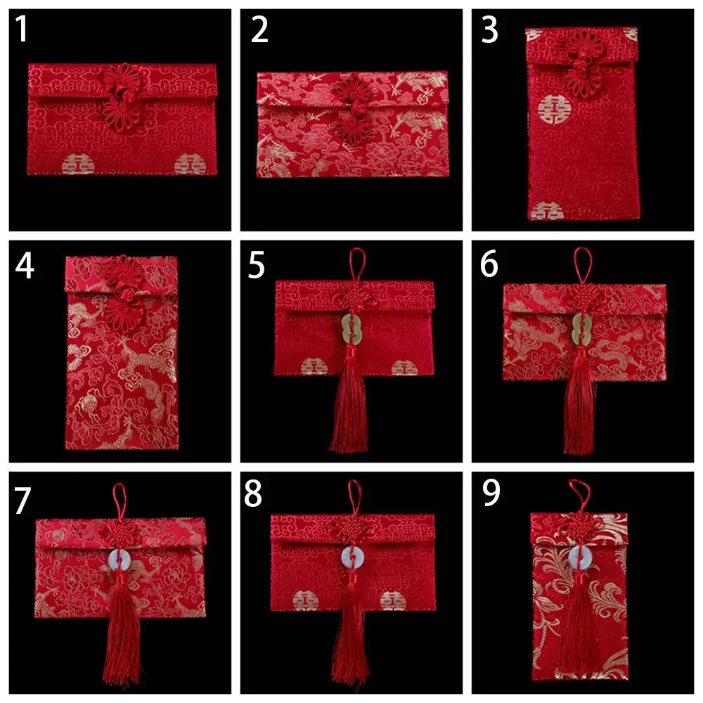 Tassel Design 1pcs Chinese Wedding Party Gift Best Wishes Spring Festival Red Envelope Money Bags HongBao Red Packets