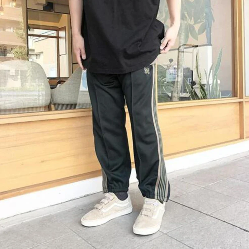 Arrival Butterfly Embroidery Cotton Pants Classic Webbing Track Stripe Sweatpants Zipper Men Women Oversize 1:1 Trousers