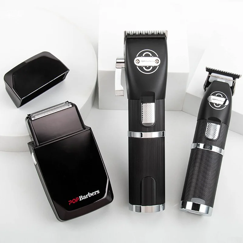 POP Barbers Black P800f P700f P600f Professional Hair Cutting Machine Kit LCD Display Hair Trimmer Machine Cordless Hair Clipper