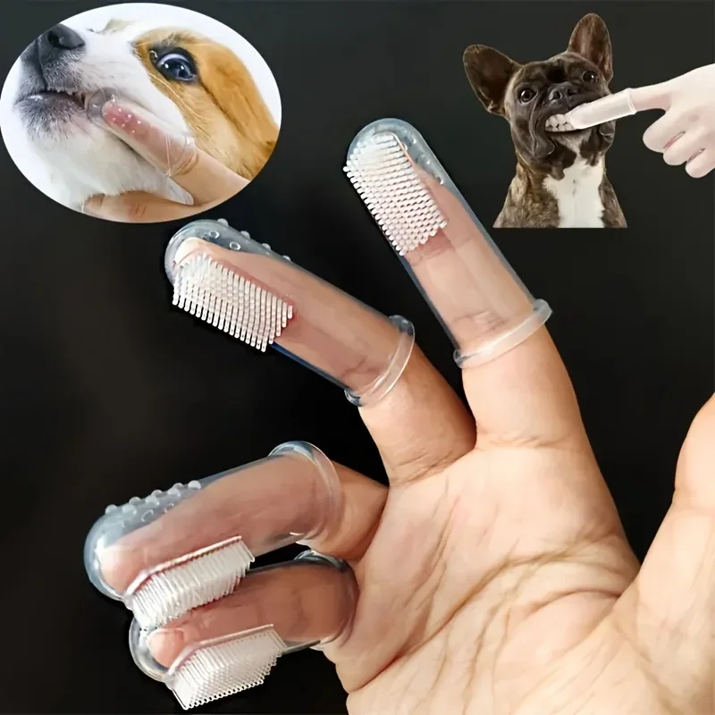 Soft Silicone Pet Finger Dog Toothbrush Teddy Dog Brush Bad Breath Tartar Teeth Tool Cat Cleaning Dogs Supplies Accessories