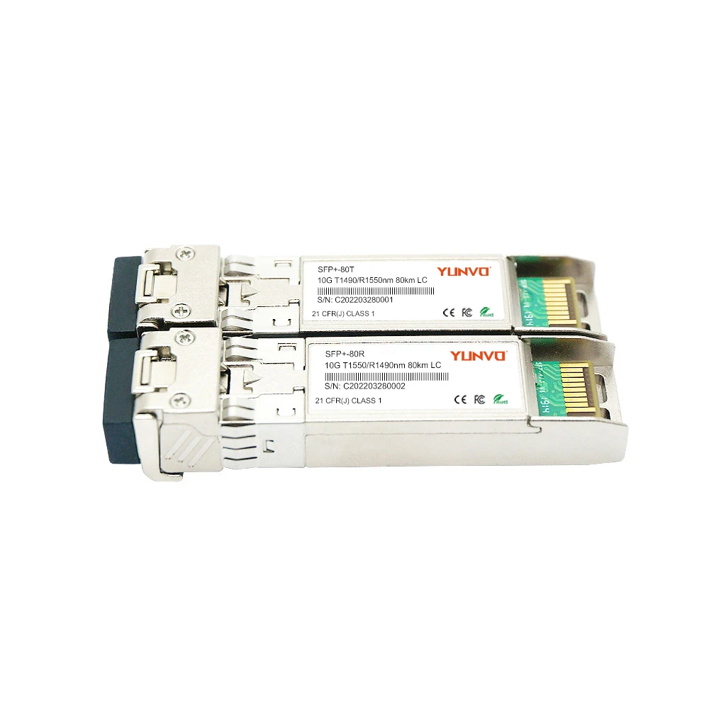 Yunvo SFP-10G-BX-D-80KM SFP-10G-BX-U-80KM 10G SFP 80km BIDI Optical Transceiver